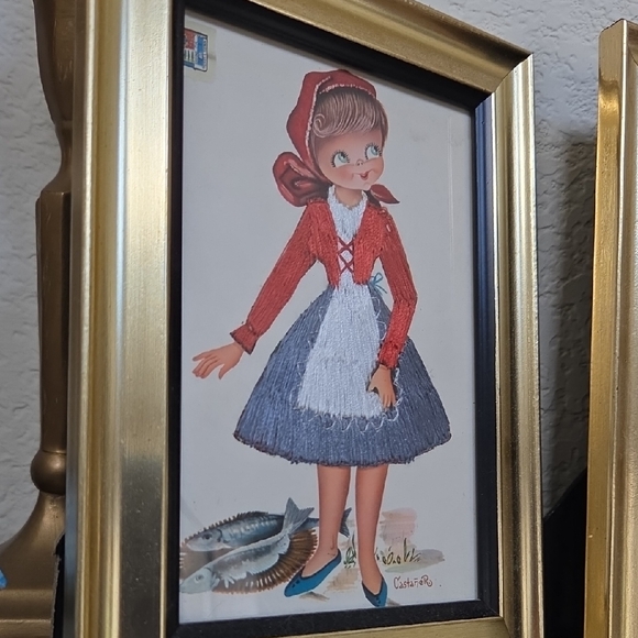 Castaner Vintage Style Art Print with Red and Blue Accents - Picture 3 of 7